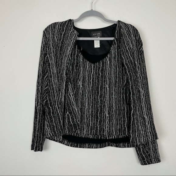 XScape Petites Glittery Sparkly  Cardigan Tank Holiday Set Size PL - Picture 1 of 8